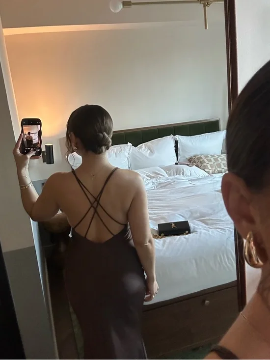 BIRDY GREY matte satin espresso Dasha bridesmaid dress - Picture 5 of 5